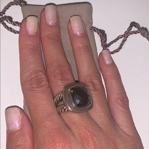 David Yurman large hematite stone ring